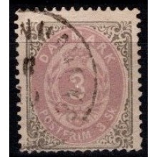 1870. Danmark. Tofarvet skillingsudgave. 3 sk. grå/lilla.